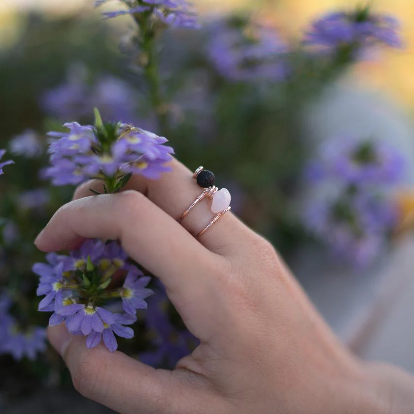 Rose Quartz Double Wrap Diffuser Ring - Image 5