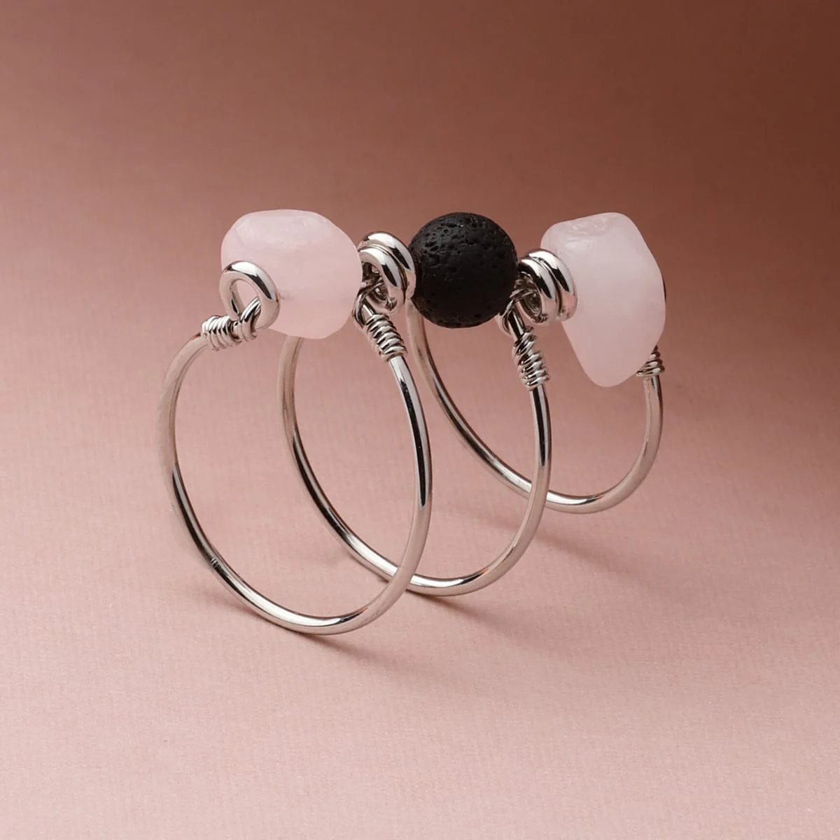 Rose Quartz Triple Wrap Diffuser Ring - Image 3