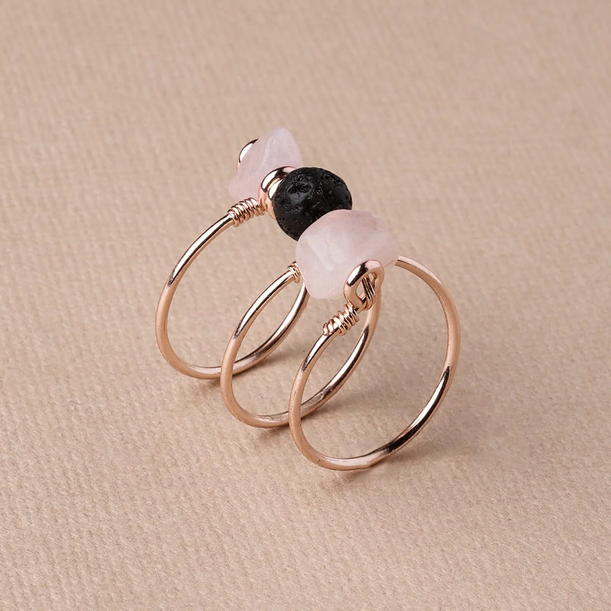 Rose Quartz Triple Wrap Diffuser Ring - Image 4