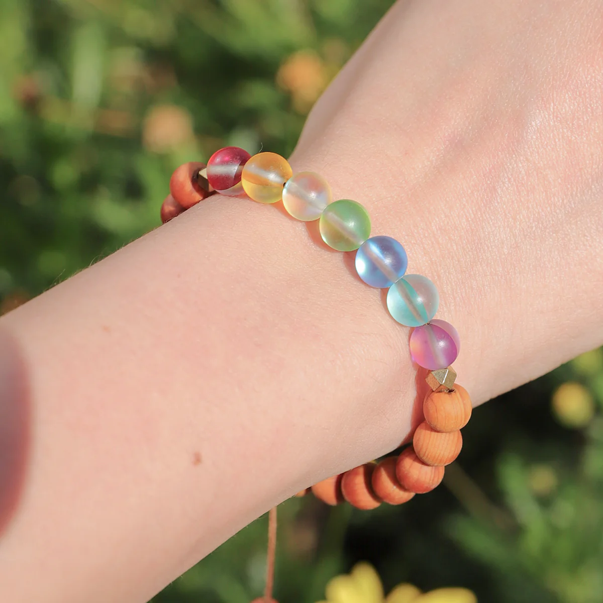 Glow Glass Chakra Wood Adjustable Bracelet - Image 6