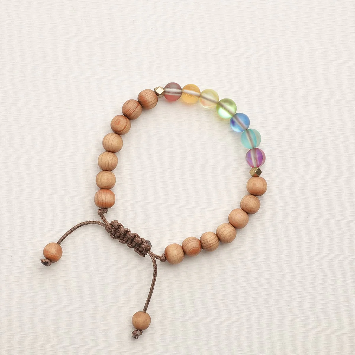 Glow Glass Mini Chakra Wood Adjustable Bracelet - Image 5