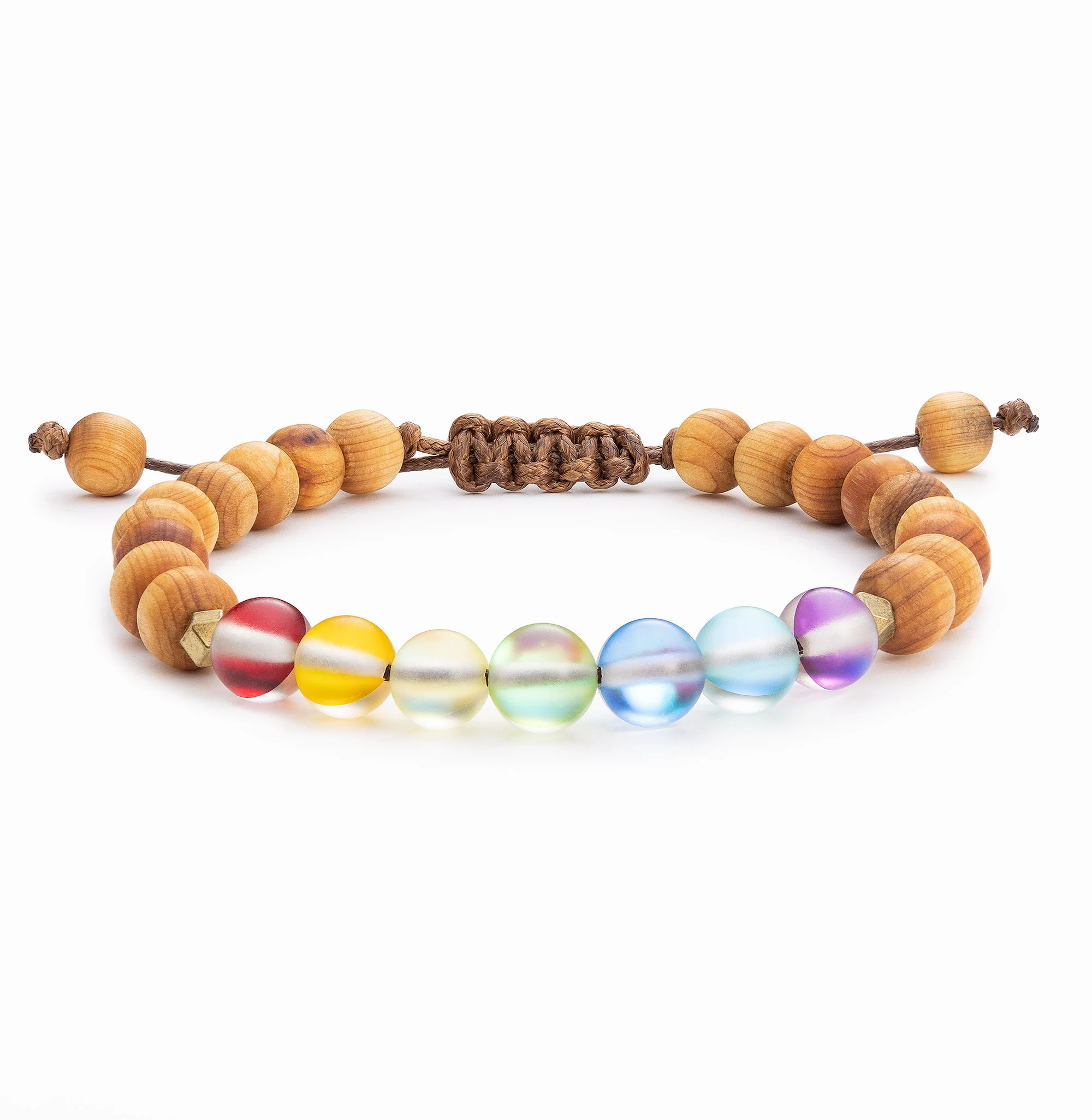 Glow Glass Mini Chakra Wood Adjustable Bracelet - Image 7
