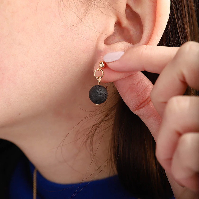 Single Lava Stone Diffuser Earrings - Image 5
