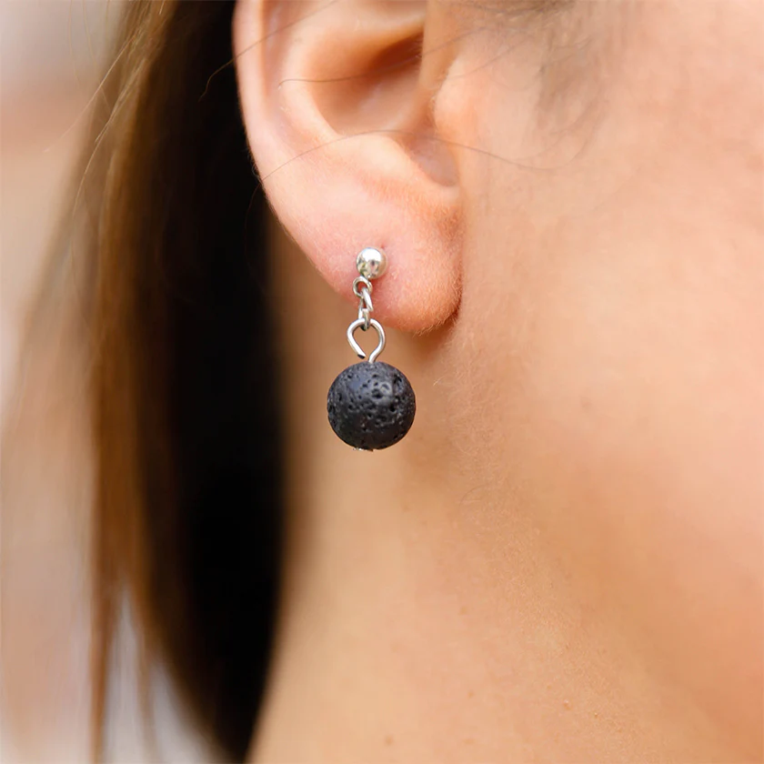 Single Lava Stone Diffuser Earrings - Image 7