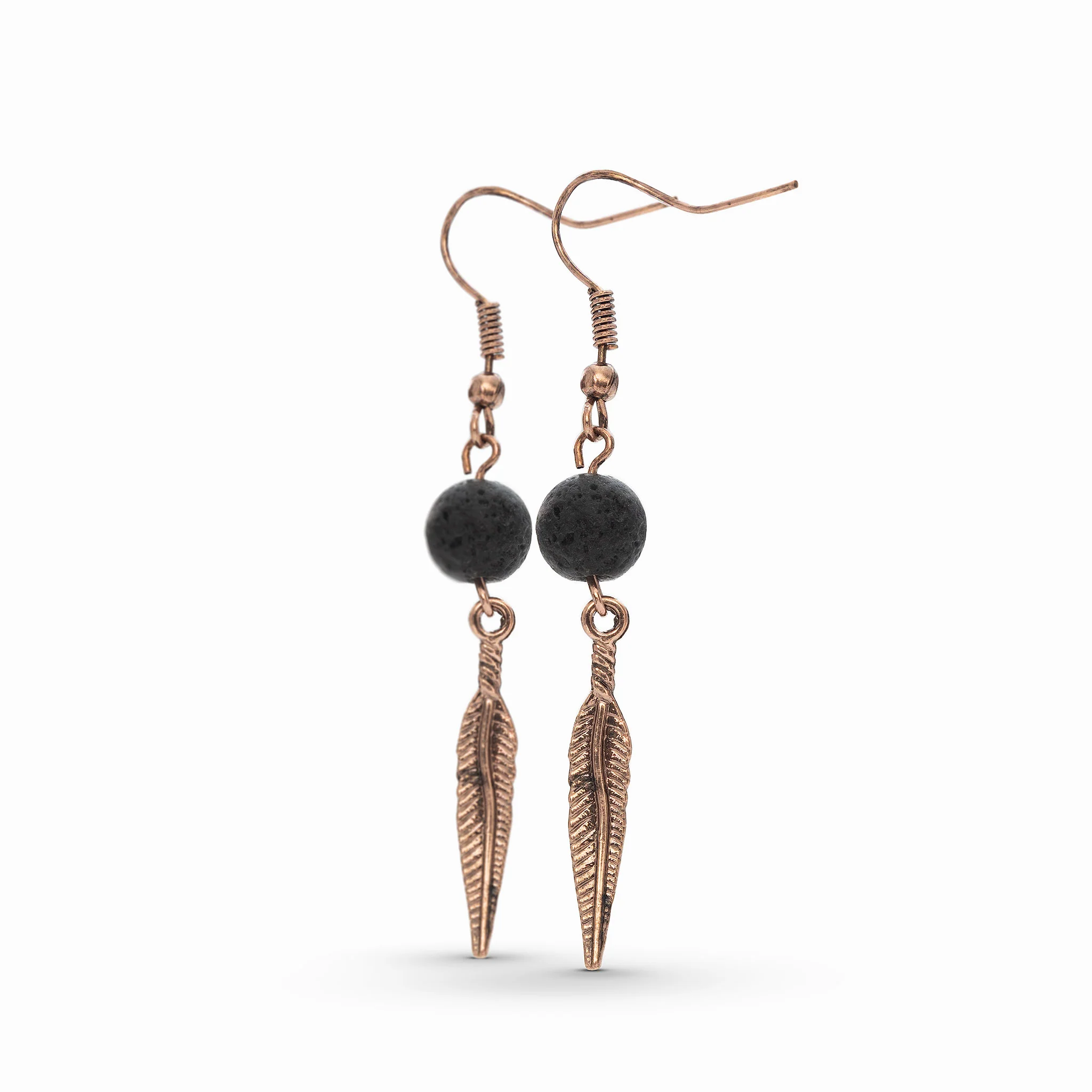 Lava Stone Feather Earrings - Image 7