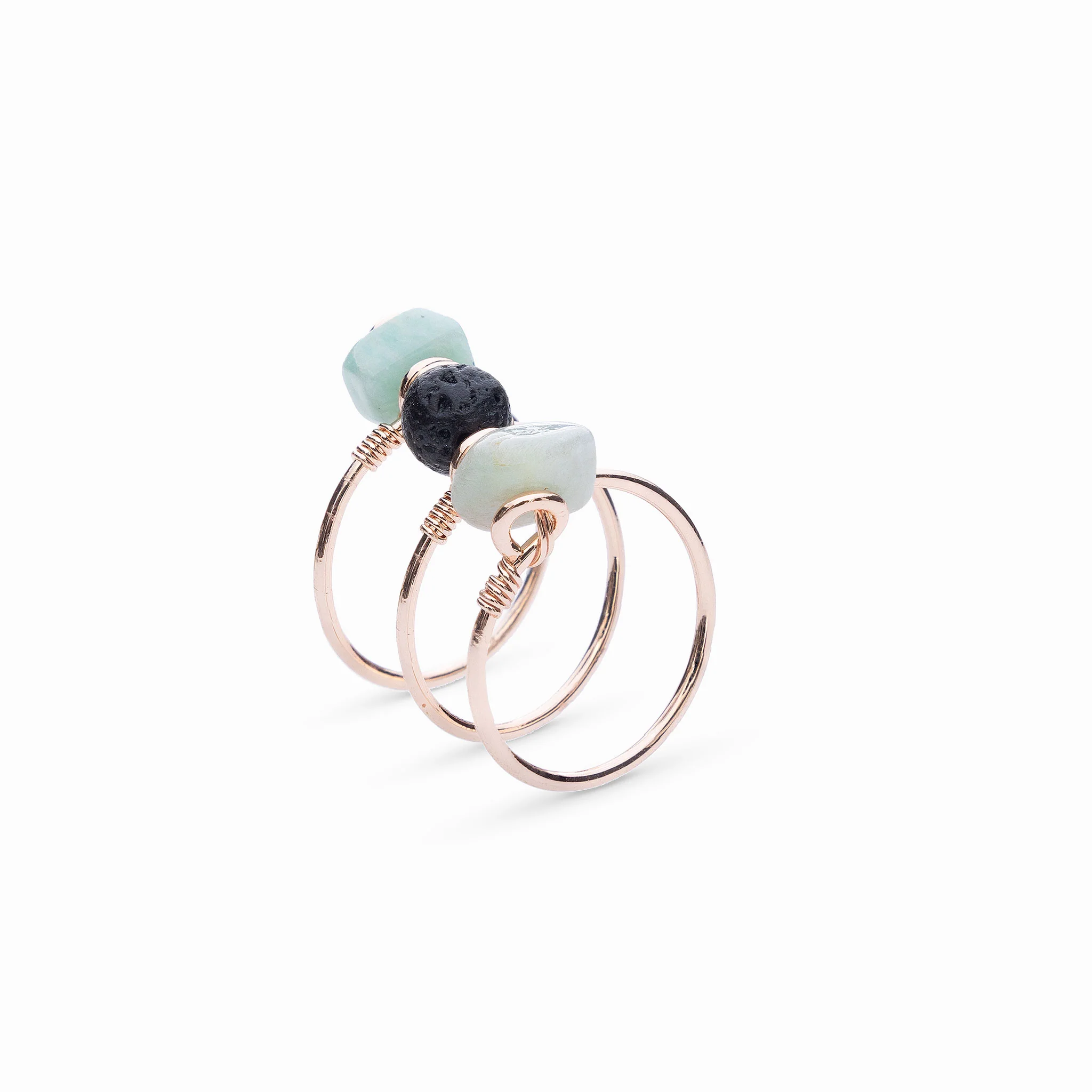 Triple Wrap Amazonite Diffuser Ring - Image 4
